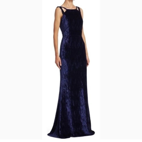 Badgley Mischka Dresses & Skirts - BADGLEY MISCHKA Textured Velvet Maxi Evening Gown Size 4